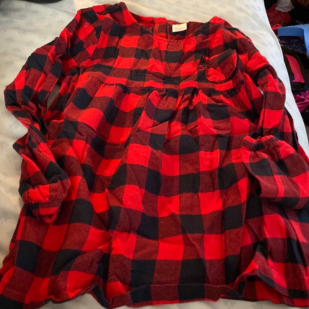 Carters Girls Black and red plaid shirt